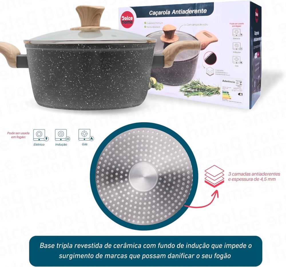 Panela Caçarola Indução C/tampa Vidro 4,2l Revestimento Anti... - Image 6