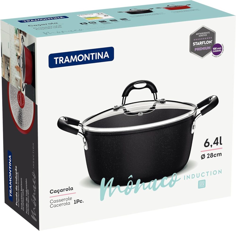 Caçarola Alumínio 28 cm Monaco Indução Preto Tramontina - Image 7
