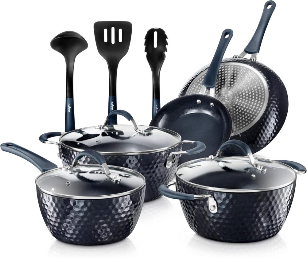 NutriChef Conjunto de panelas de cerâmica antiaderente diama...