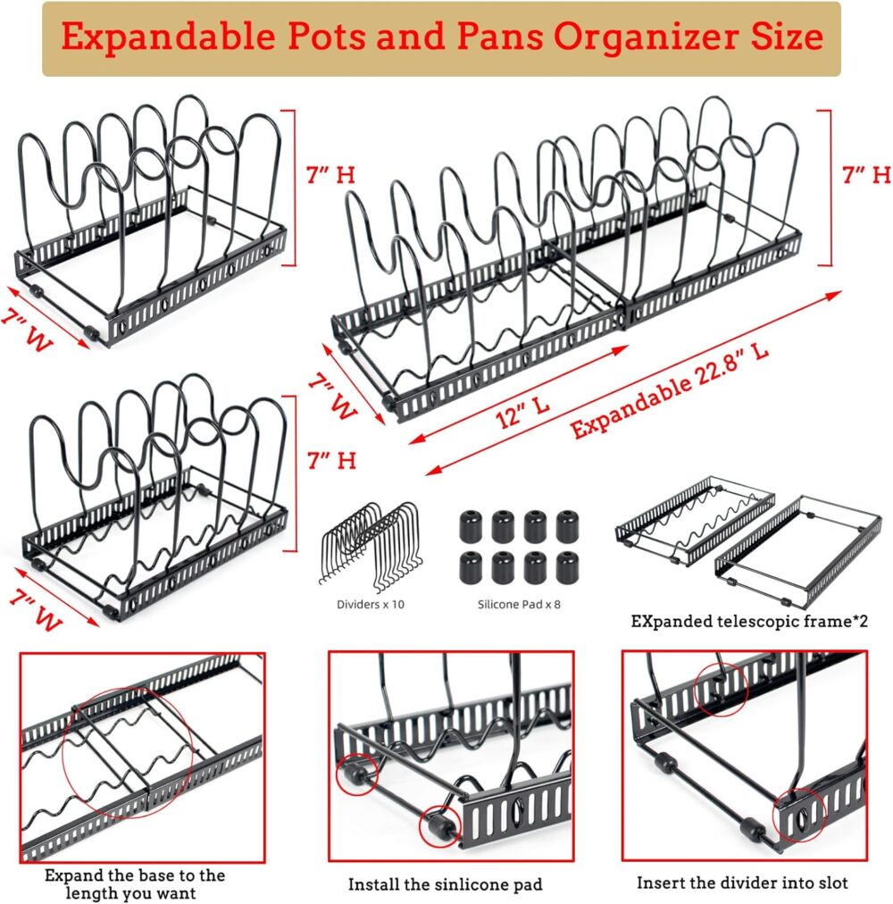 WEITELAI Organizador de panelas e frigideiras expansíveis so... - Image 5