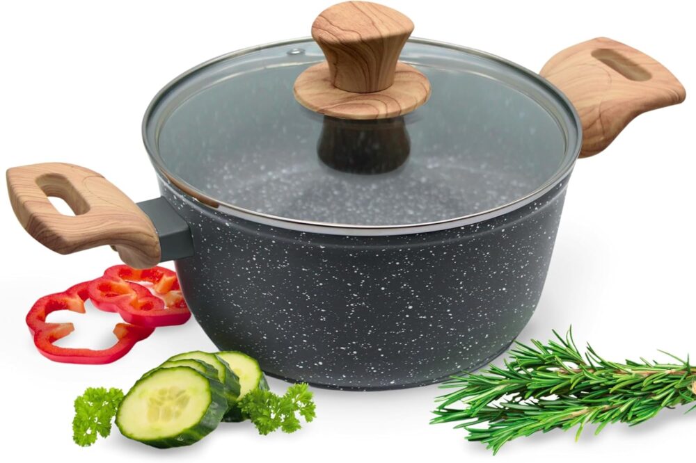Panela Caçarola Indução C/tampa Vidro 4,2l Revestimento Anti...