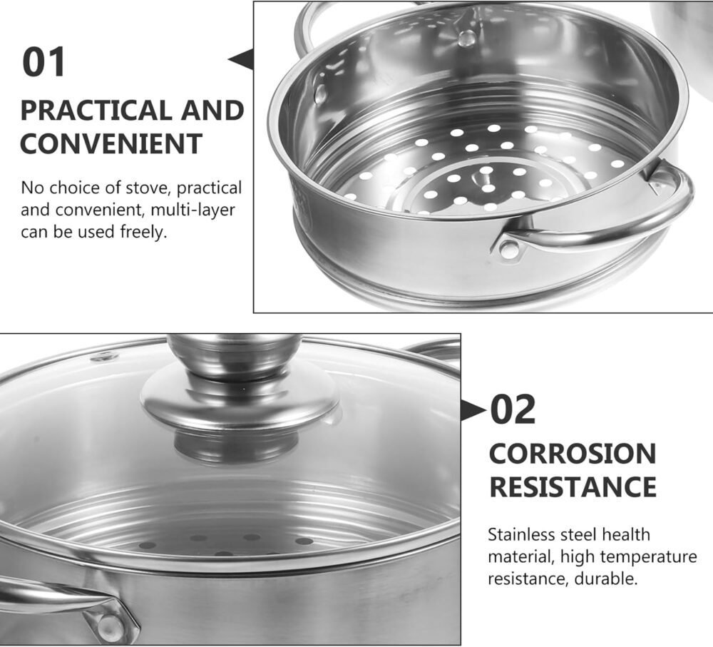 DOITOOL Panela a vapor para cozinhar panela a vapor de 28 cm... - Image 8