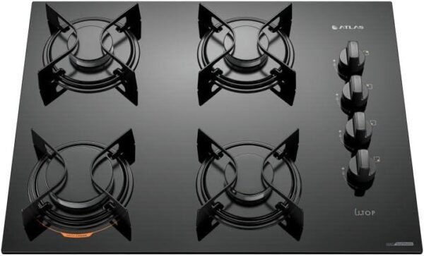 Cooktop 4 Bocas Preto com Mesa de Vidro Atlas U Top Bivolt