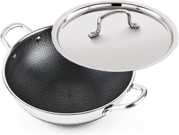 Wok de aço inoxidável triplo de aço inoxidável com padrão de... - Image 3
