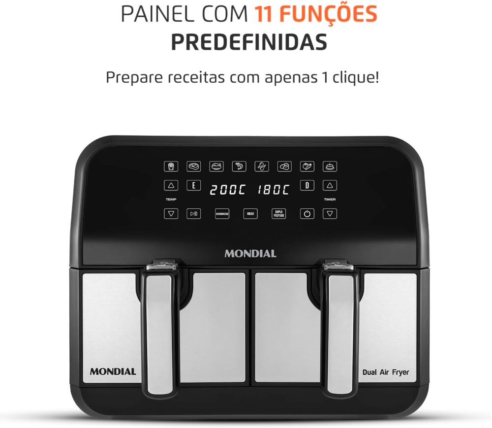 Fritadeira Air Fryer Dual Duplo Cesto 8L, Mondial, 2200W, 22... | É bom mesmo? Descubra antes de comprar - Image 9