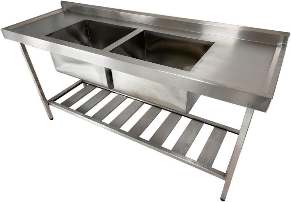 Pia De Aço Inox Industrial 130x60x90 Cm Cuba Dupla Nortinox - Image 4