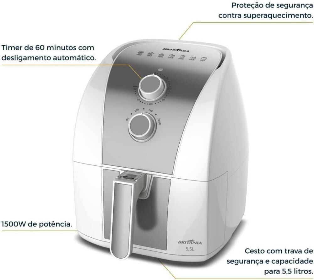 Fritadeira Air Fryer Britânia 5,5 L Revestimento Redstone BA... | É bom mesmo? Descubra antes de comprar - Image 5