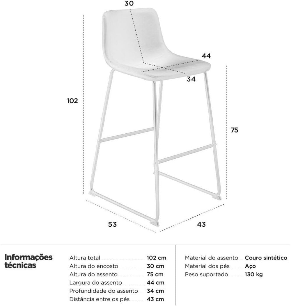 Loft7, Banqueta alta estofada industrial Loft Vintage Brusqu... - Image 2