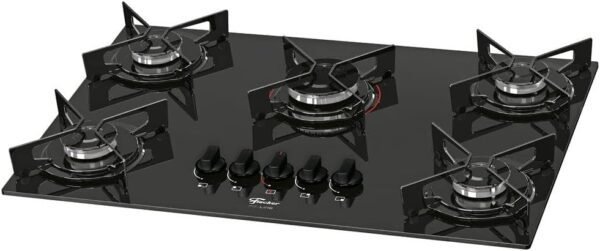FISCHER COOKTOP À GÁS 5 BOCAS FIT LINE MESA VIDRO PRETO BIVO... - Image 5