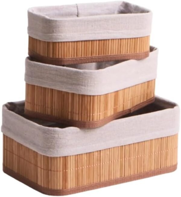 Kit 3 Cesta De Bambu Organizadoras Material Resistente E For...