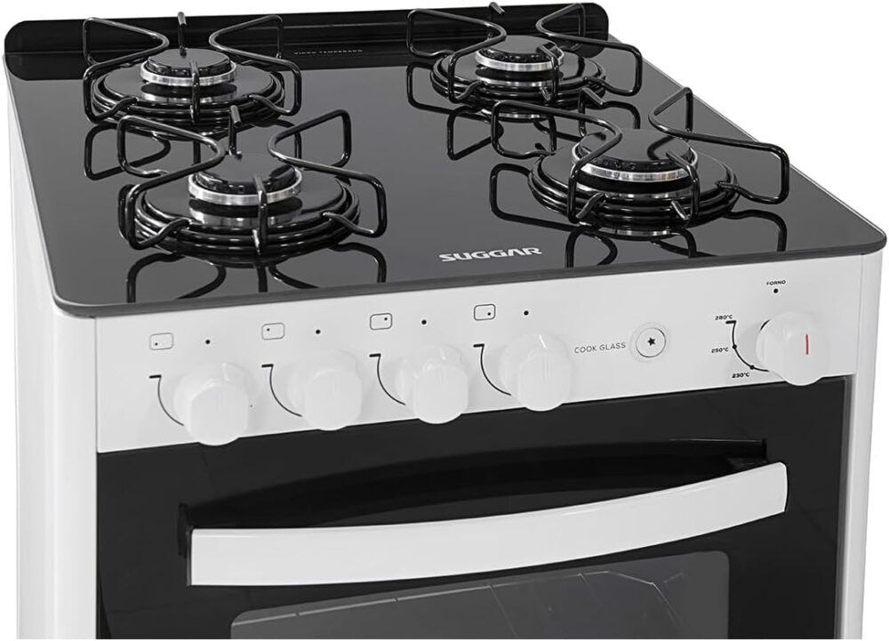 SUGGAR FOGÃO COOK GLASS BRANCO MESA DE VIDRO 4 BOCAS TREMPE ... - Image 5