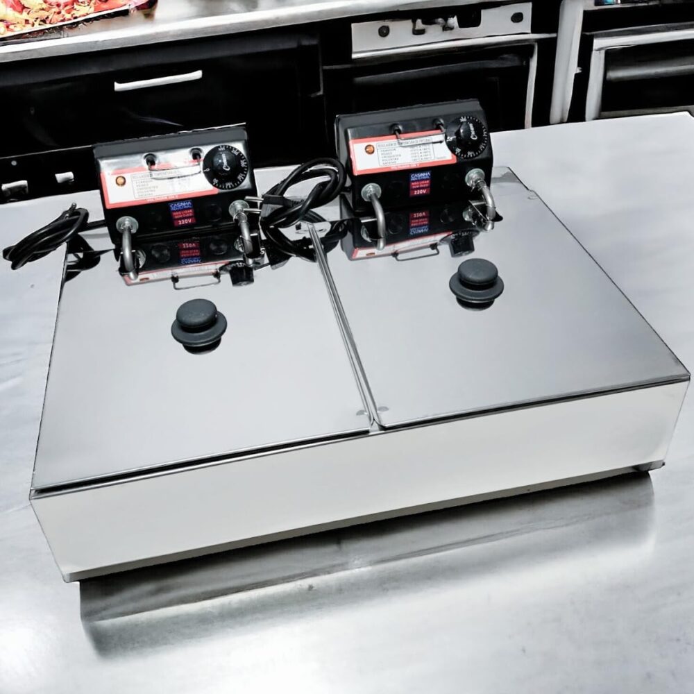 Fritadeira Elétrica Industrial 2 Cubas 10L com Tampa - Prati... - Image 2