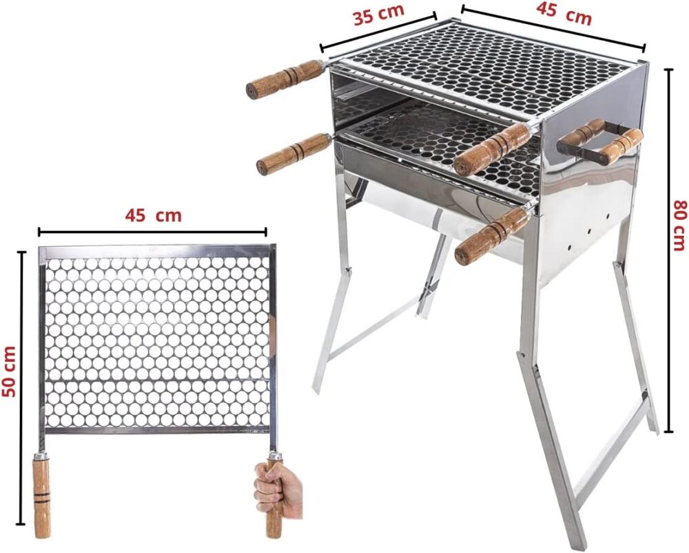 Churrasqueira Portatil Inox com grelha Inox Tamanho 45x35x80... - Image 5