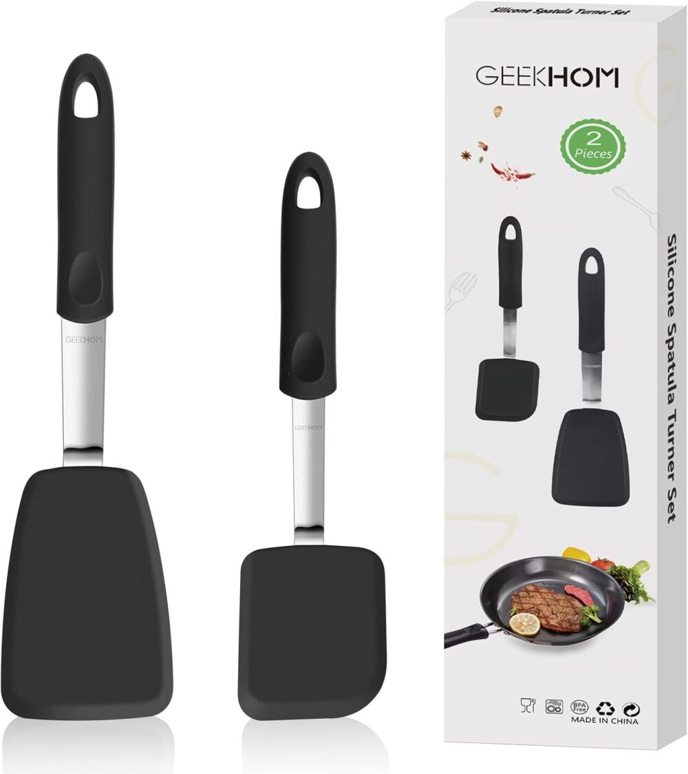 GEEKHOM Espátula de silicone, pacote com 2 unidades para pan...