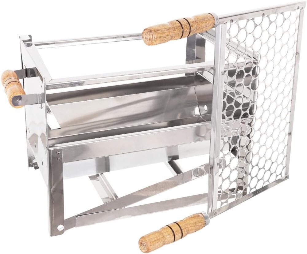 Churrasqueira Portátil em Inox com Alças de Madeira Grelha R... - Image 3