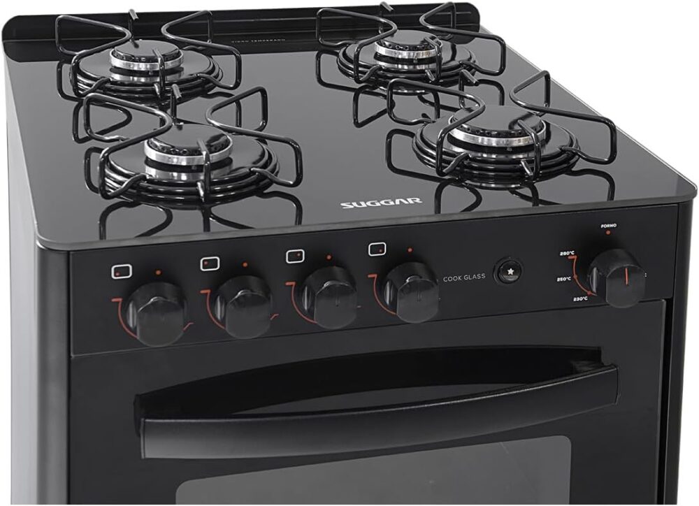 SUGGAR FOGÃO COOK GLASS PRETO MESA DE VIDRO 4 BOCAS TREMPE 6... - Image 6