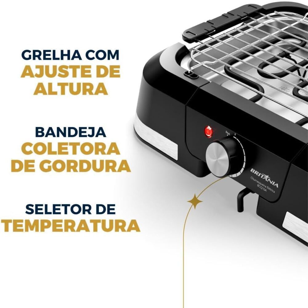 Churrasqueira Elétrica Britânia 1500W Menos Fumaça BCQ10A 22... - Image 2