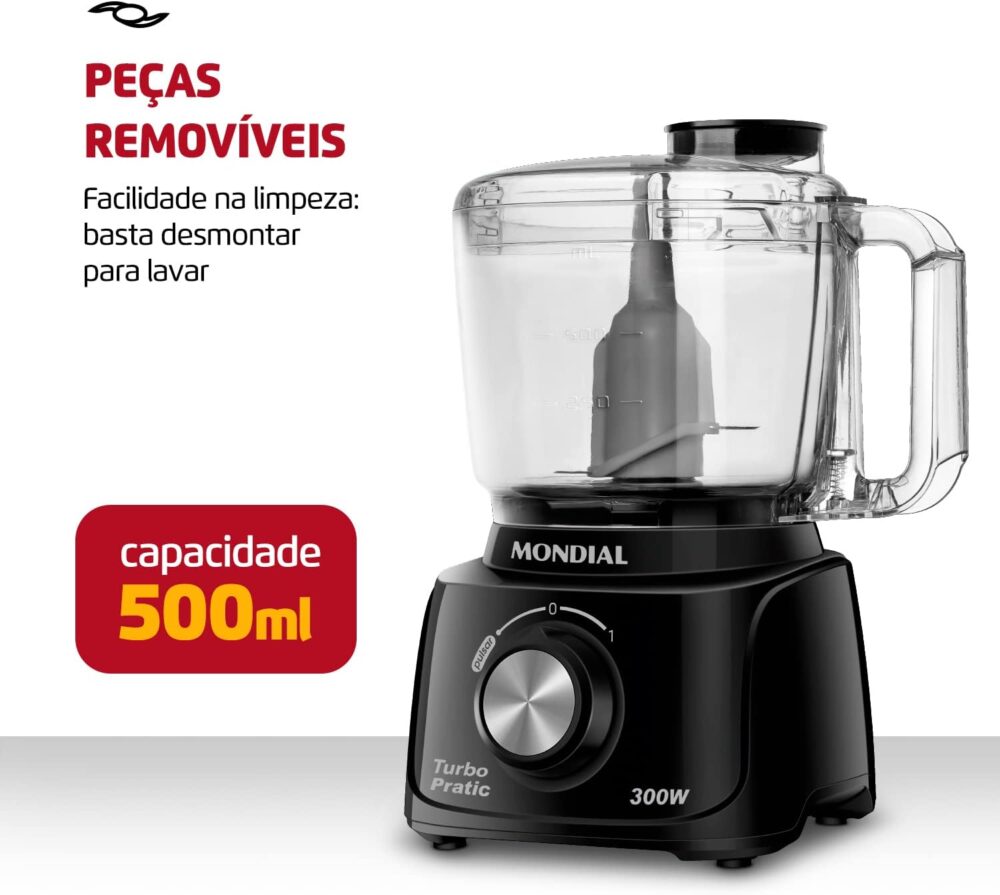 Mini Processador Turbo Pratic, Mondial, Preto, 300W, 110V - ... - Image 4