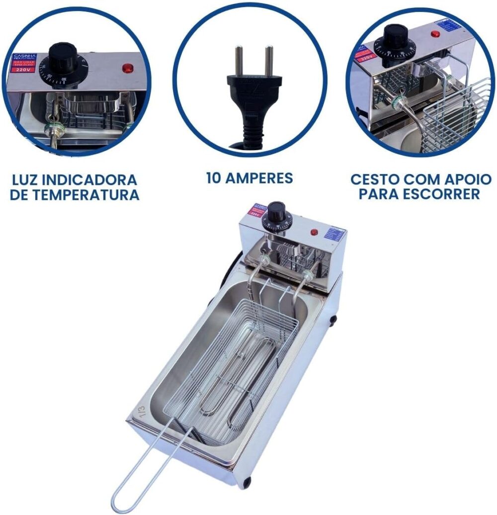 Fritadeira Elétrica Industrial de Cuba 3L com Tampa (220, Vo... | É bom mesmo? Descubra antes de comprar - Image 3