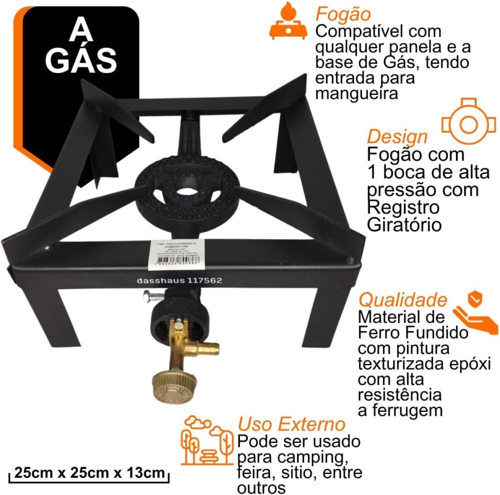 FOGAO SEMI INDUSTRIAL ALTA PRESSAO 1 BOCA FOGAREIRO COM QUEI... - Image 2