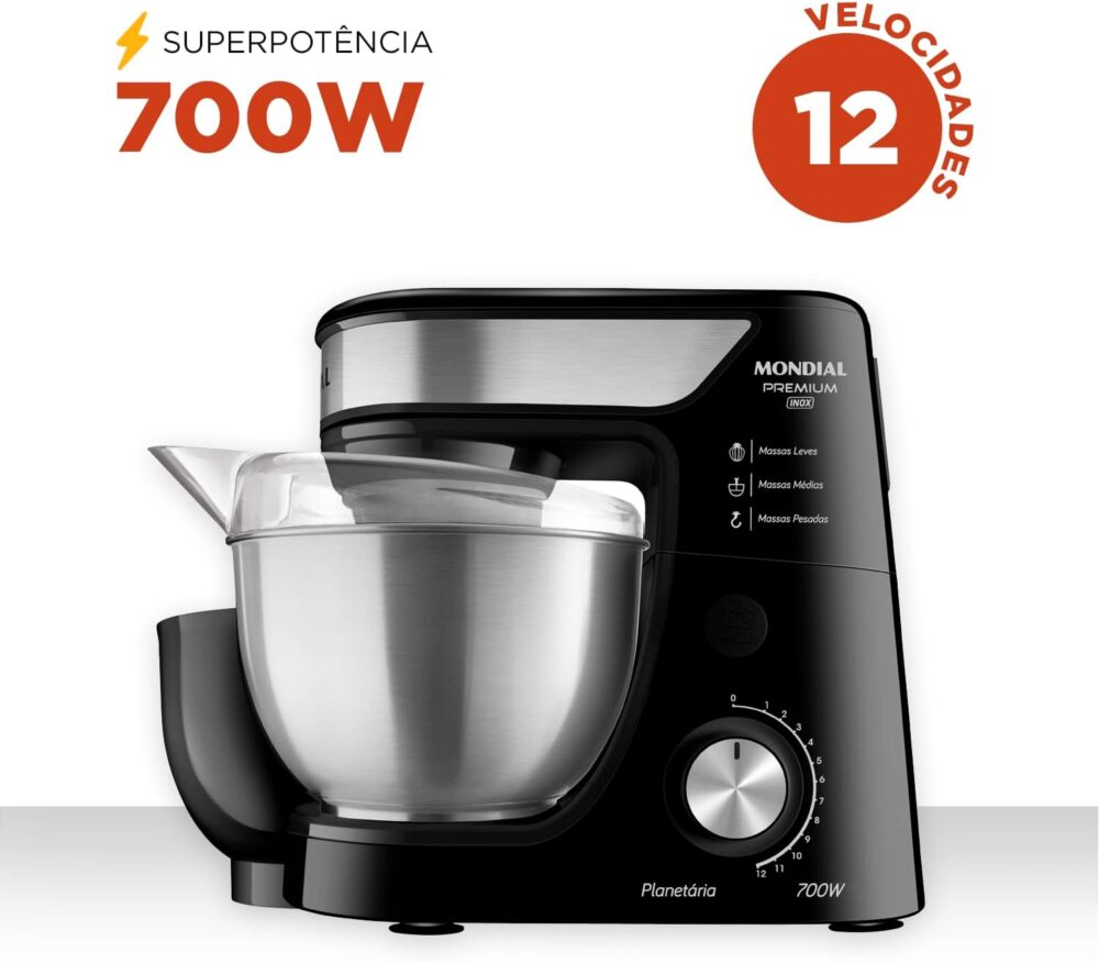 Batedeira Planetária, Mondial, Preto/Inox, 700W, 110V - BP-0... - Image 2