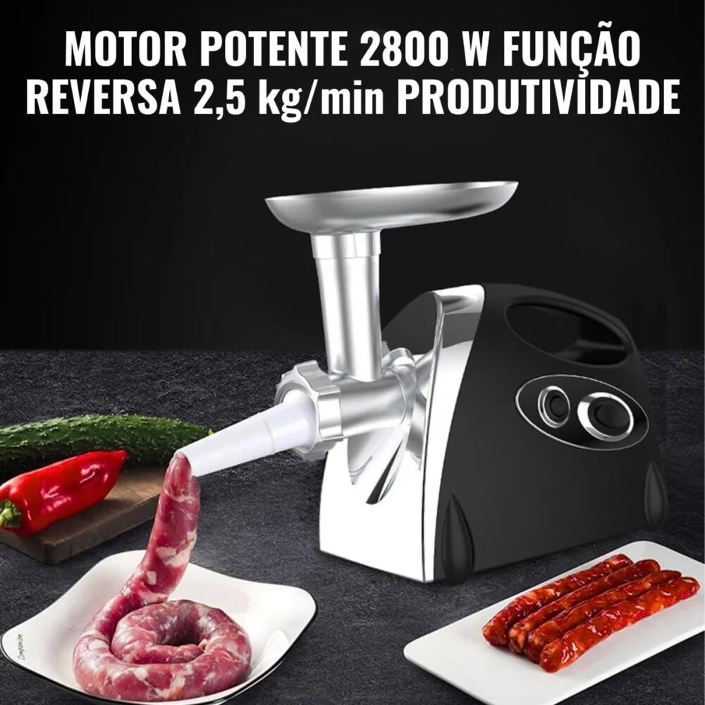 Máquina Moer, Moedor De Carne Elétrico 1500W Faz Linguiça Ca... - Image 2