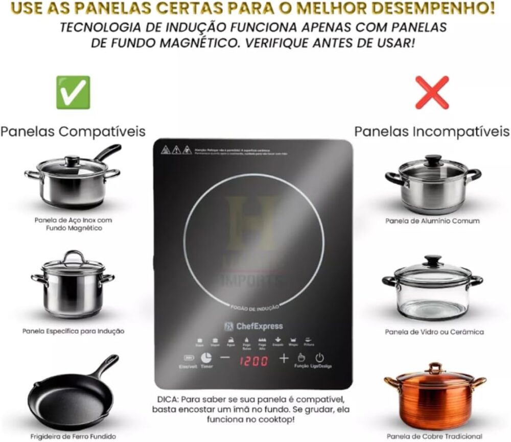 ChefExpress Fogão de Indução Portátil, 1200W, Placa de Vitro... - Image 2