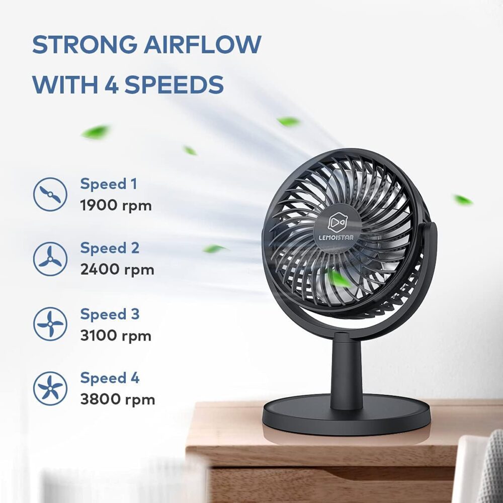 Mini ventilador de mesa, ventilador de mesa alimentado por U... - Image 3