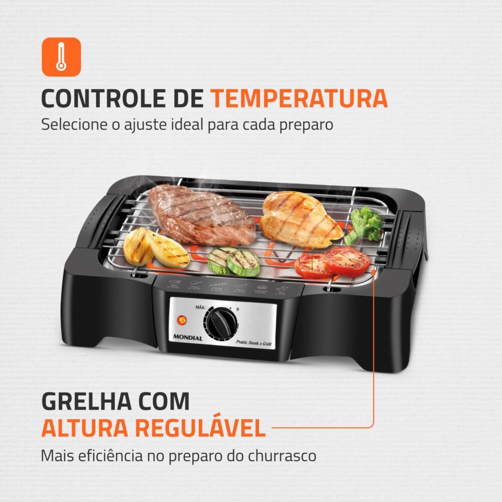 Churrasqueira Elétrica, Mondial, Preto, 1200W, 110V - CH-07 - Image 4