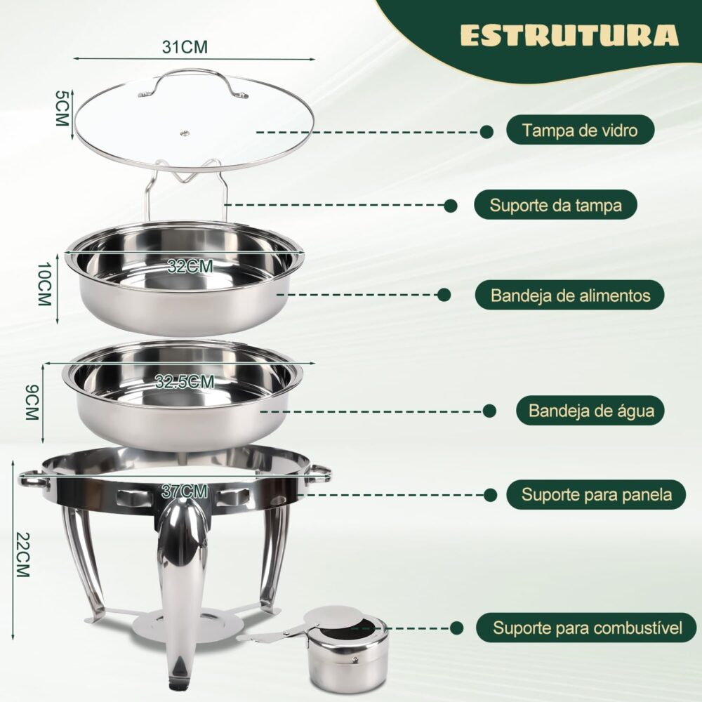 Richoud Inox para Festa, Rechaud Redondo Banho Maria Aço Ino... - Image 2
