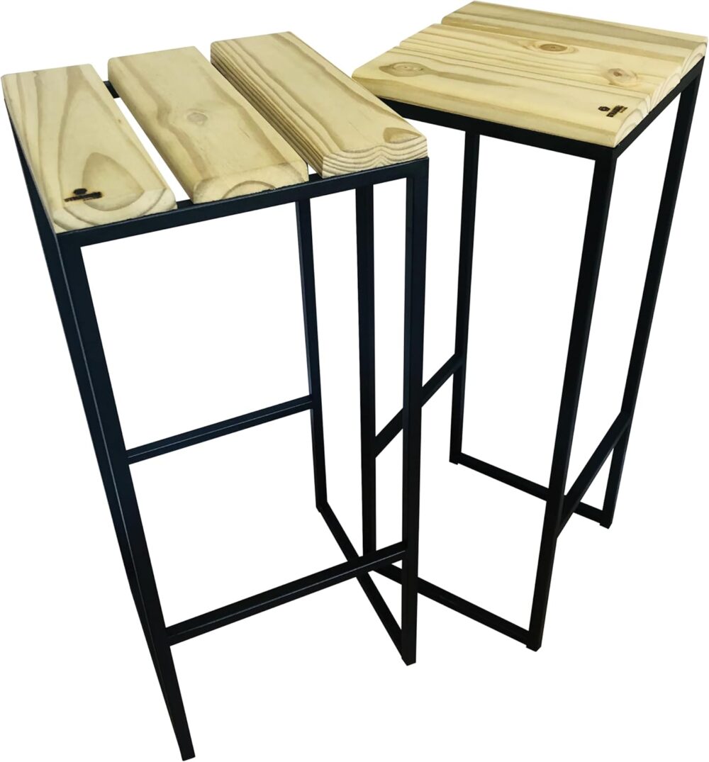 Kit 2 Banquetas Strassis Design SD-5040P Metal e Madeira Cor... - Image 5