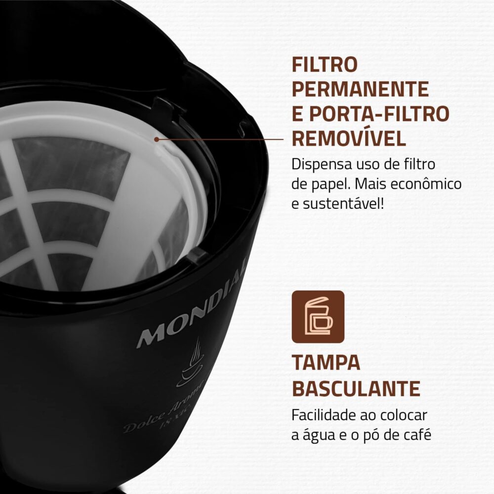 Cafeteira Elétrica Dolce Arome, Mondial, Preto, 550W, 110V -... - Image 4