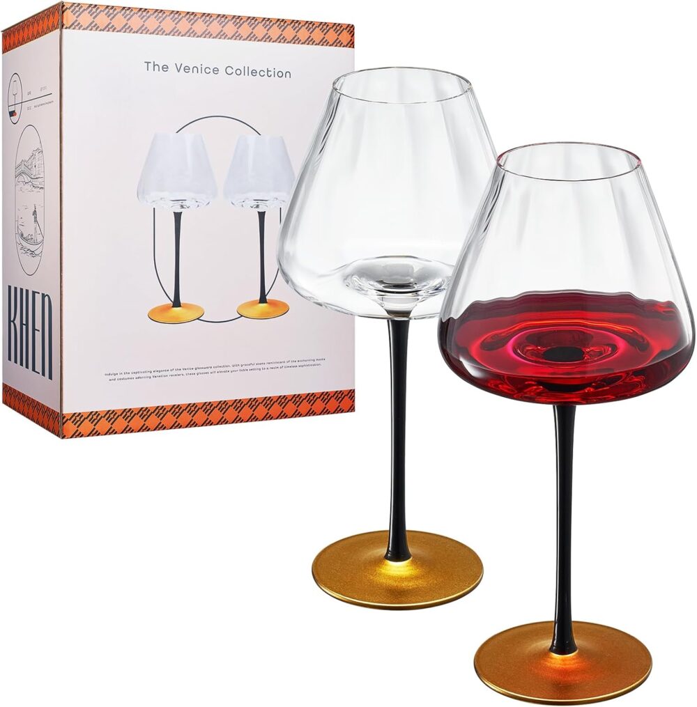 Khen Copos modernos de vinho, água e coquetel com haste pret... - Image 2