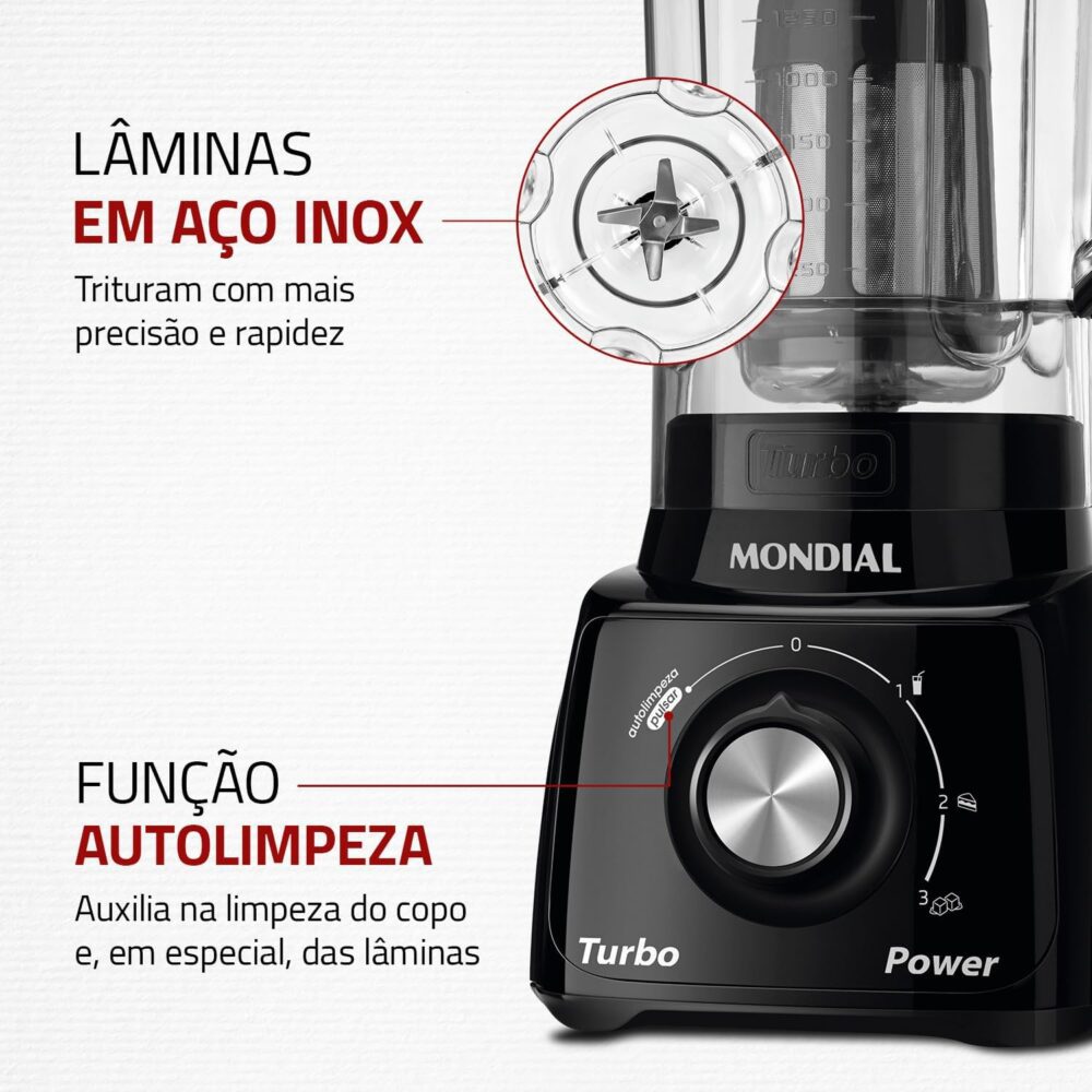 Liquidificador Turbo Power, Mondial, Preto, 550W, 110V - L-9... - Image 6