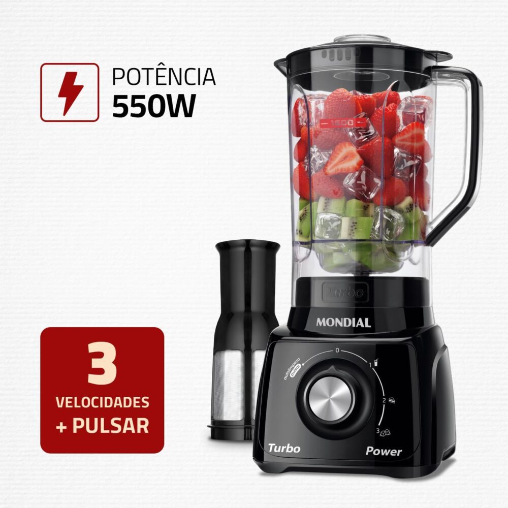 Liquidificador Turbo Power, Mondial, Preto, 550W, 110V - L-9... - Image 2