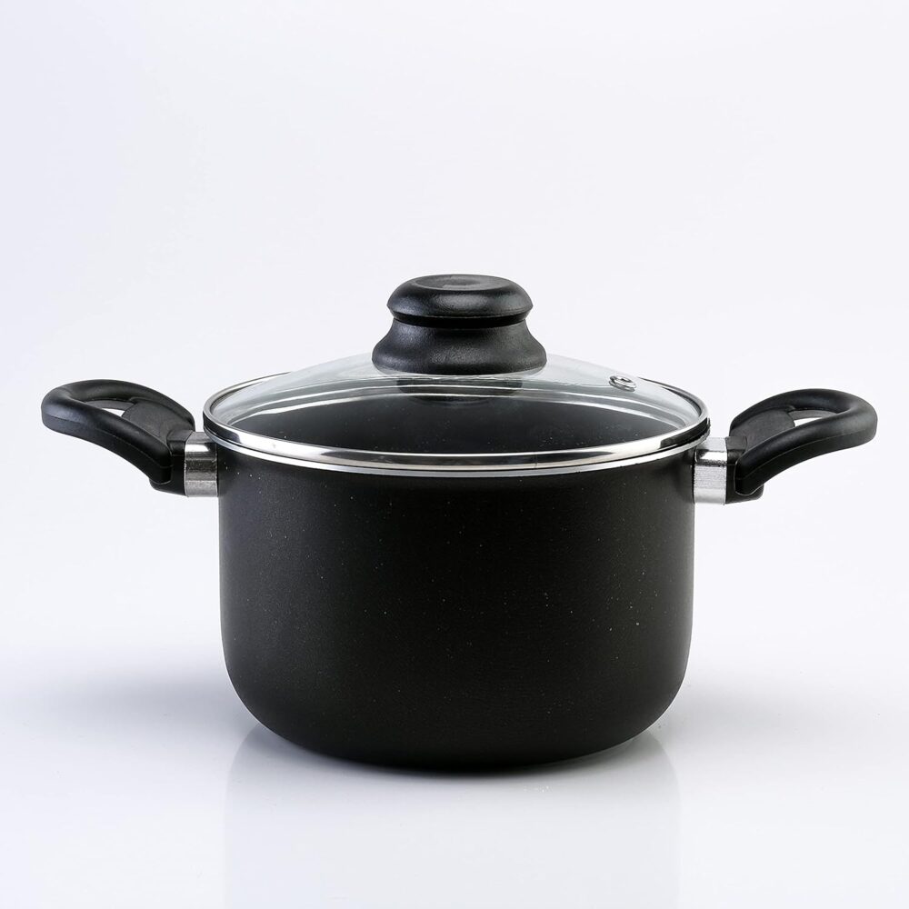 Caldeirão 18cm Antiaderente Preto com Tampa de Vidro Pequeno... - Image 3