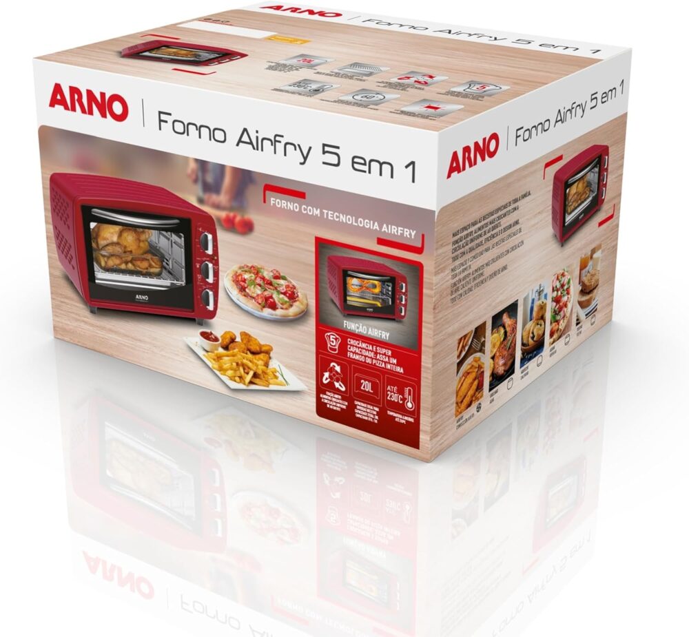 Forno Elétrico Arno 5 em 1 20L Vermelho FOR3 com Função AirF... | É bom mesmo? Descubra antes de comprar - Image 5