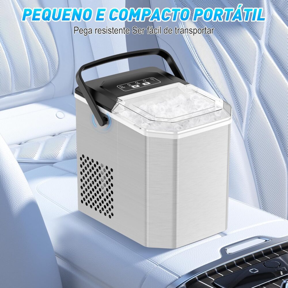 Máquina De Gelo PortáTil Limpeza AutomáTica Com AlçA, Cesta ... - Image 6