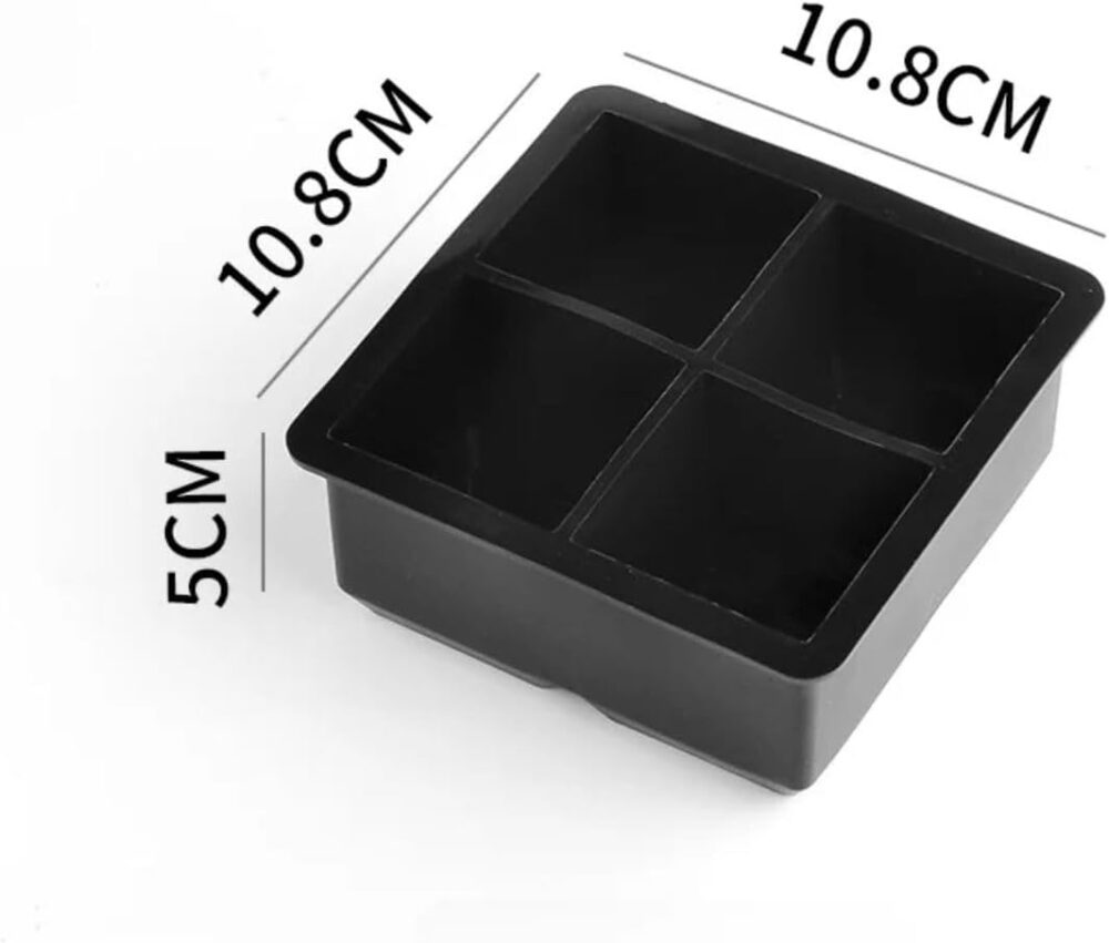 Forma de Gelo Silicone Bandeja 4 Cubos Moldes Grandes Quadra... - Image 4