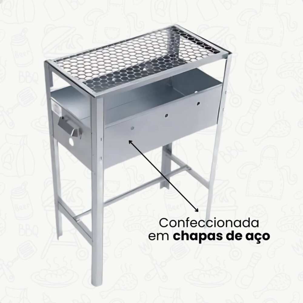 Churrasqueira Galvanizada com Grelha e Pés Articulados Nº 2 ... - Image 5