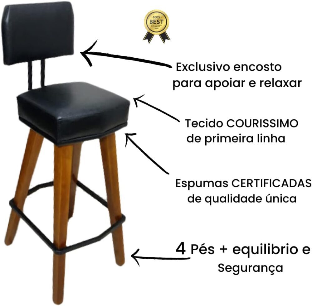 Kit com 2 Banquetas para Balcão Bancada de Cozinha Industria... - Image 4
