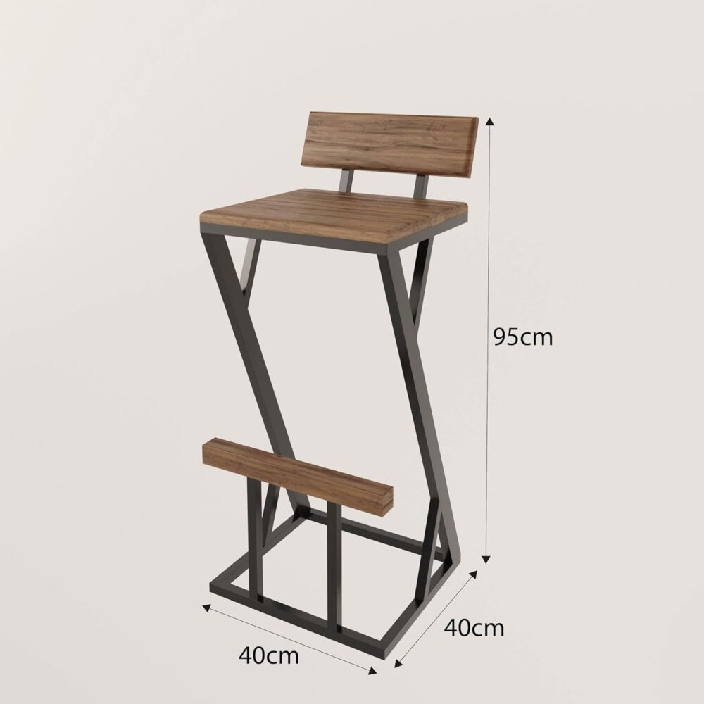Banqueta Z Alta 95cm Bistrô Madeira Maciça e Aço Carbono Des... - Image 2