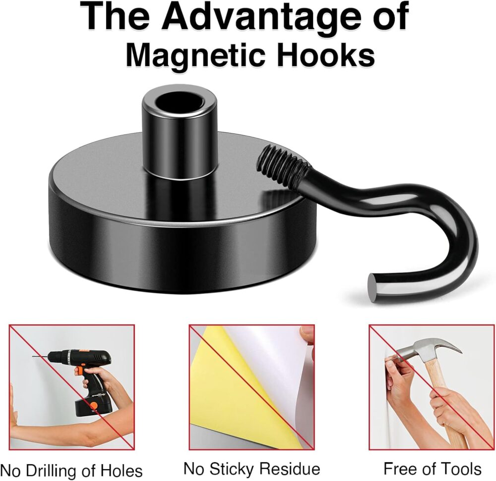 MIKEDE Ganchos magnéticos pretos, ímãs fortes de 10 kg com g... - Image 6
