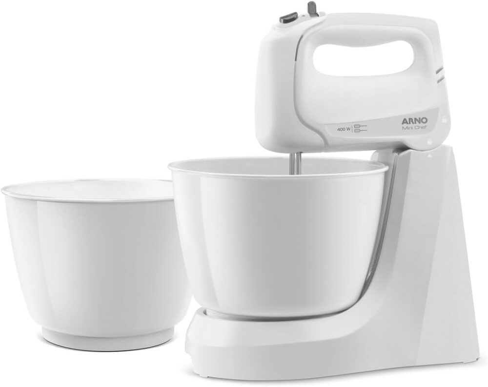 Batedeira Arno Mini Chef Portátil 400W com 2 Tigelas de 4 Li...