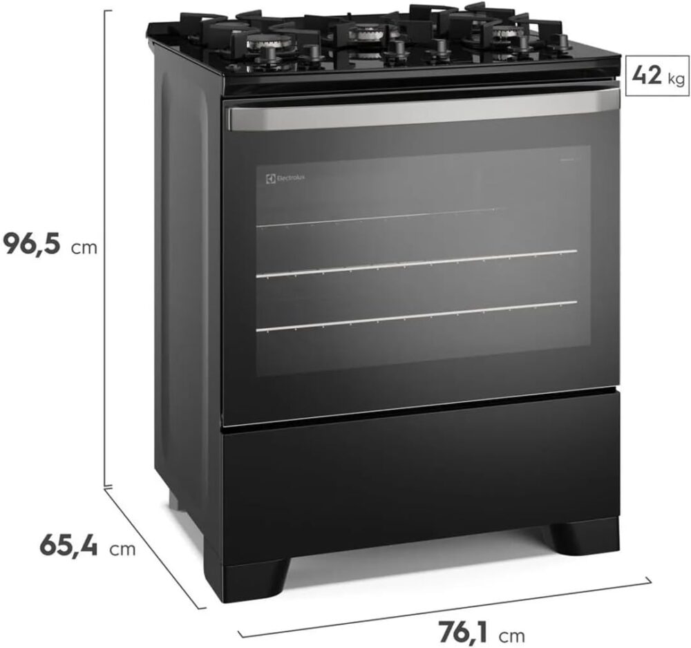 Fogão 5 bocas Electrolux Preto Efficient Mesa de Vidro, Perf... - Image 3