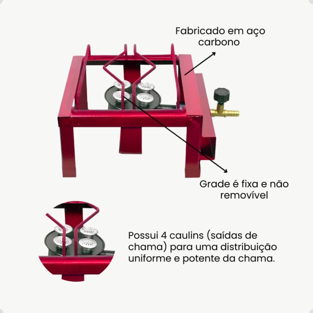 Fogão Camping 1 Boca Semi Industrial Alta Pressão de Mesa - Image 2