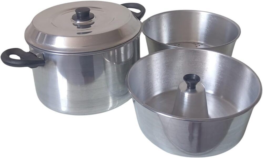 Kit Panela Banho Maria 6 Em 1 Forma Pudim Cozimento A Vapor
