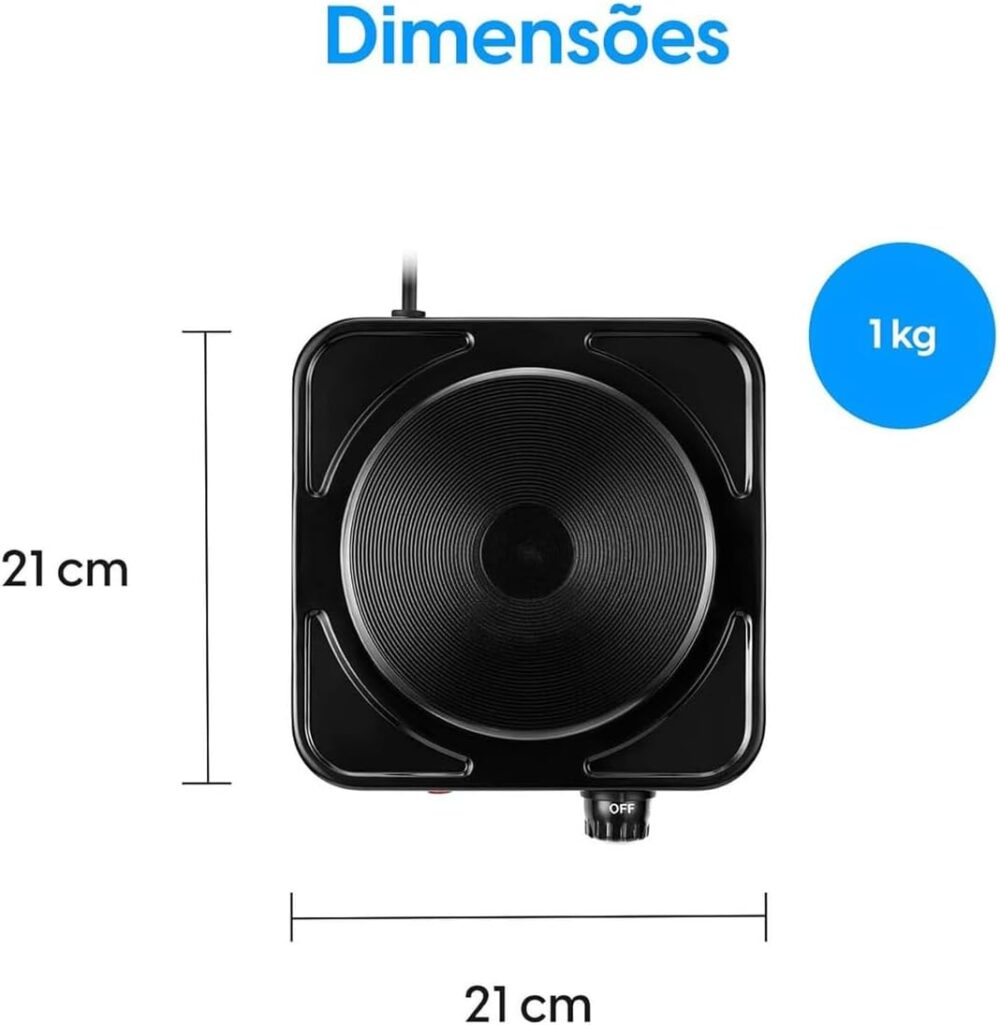 Fogão Cooktop Elétrica Portatil 5 Temperaturas Preto 220v - Image 5
