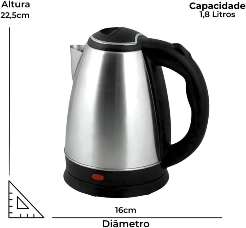 Chaleira Elétrica de 1,8 Litros, 1000 Watts, 127V - Ferve a ... - Image 3