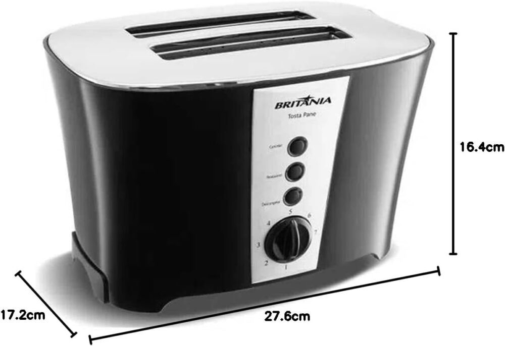 Torradeira Tostapane Preta 800W Britânia - 220v - Image 6